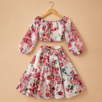 Floral Grace Top and Skirt Set