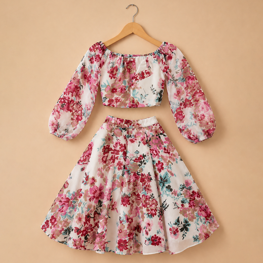 Floral Grace Top and Skirt Set