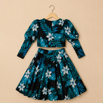Noir Blossom Top & Skirt Set