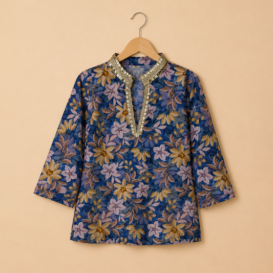 Indigo Bloom Kurta Set