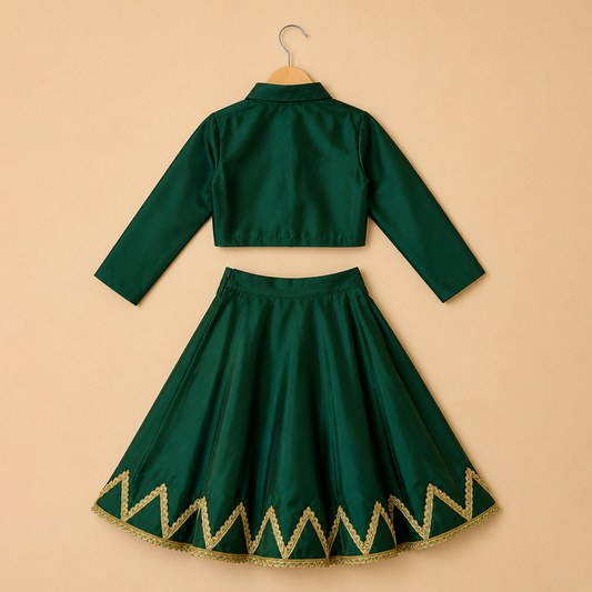 Emerald Green Crop Top & Skirt Set