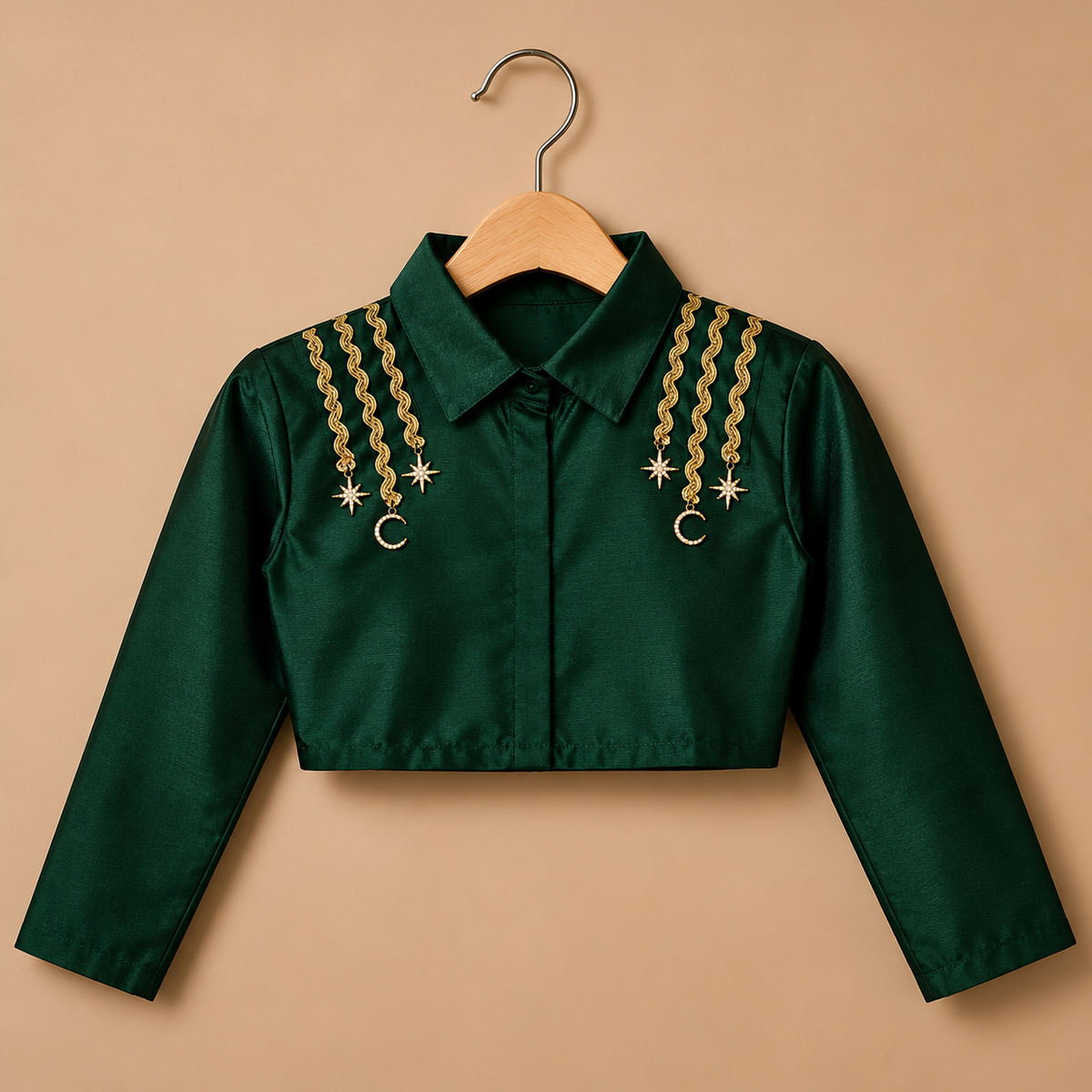 Emerald Green Crop Top & Skirt Set