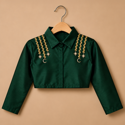 Emerald Green Crop Top & Skirt Set