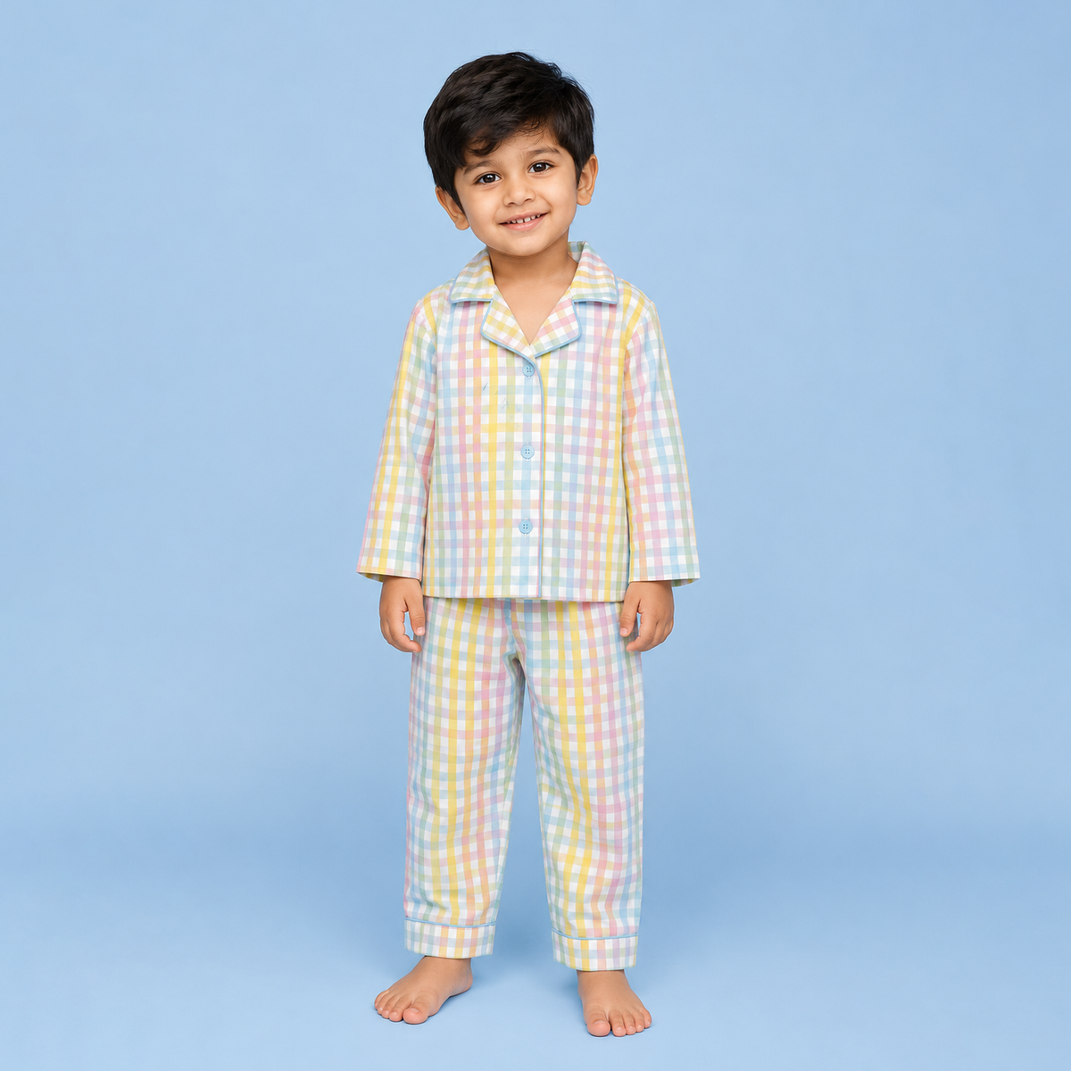 Blue Ghingham Unisex Co-ord Set