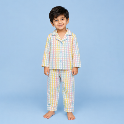 Blue Ghingham Unisex Co-ord Set