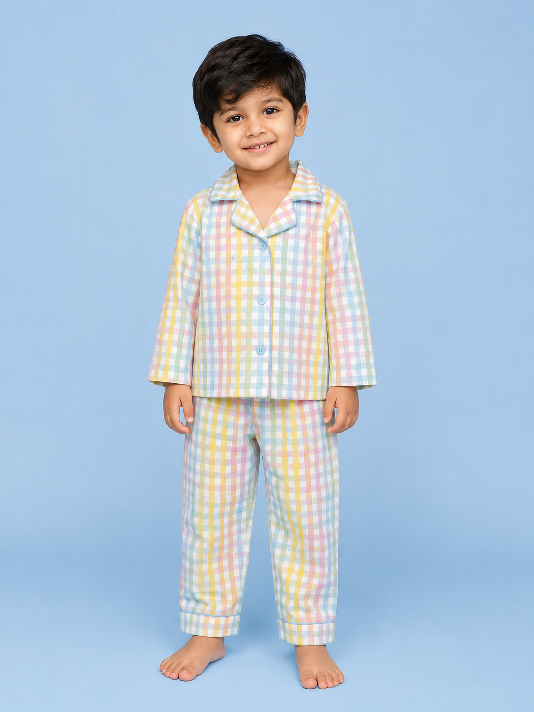 Blue Ghingham Unisex Co-ord Set