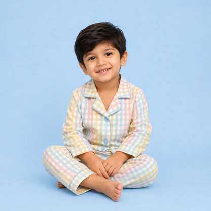 Blue Ghingham Unisex Co-ord Set
