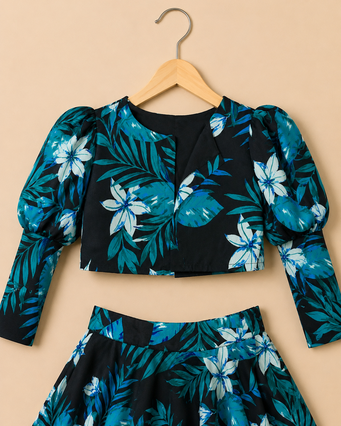 Noir Blossom Top & Skirt Set
