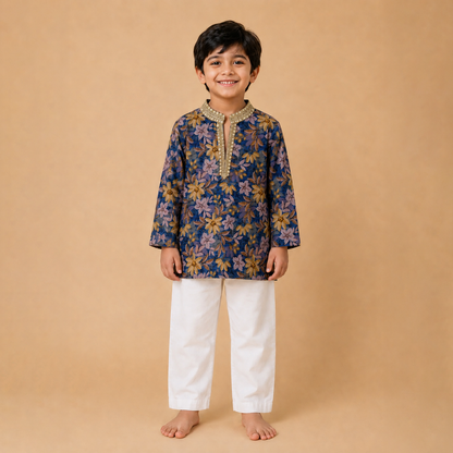 Indigo Bloom Kurta Set