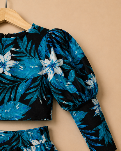 Noir Blossom Top & Skirt Set