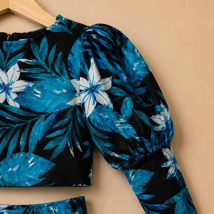 Noir Blossom Top & Skirt Set