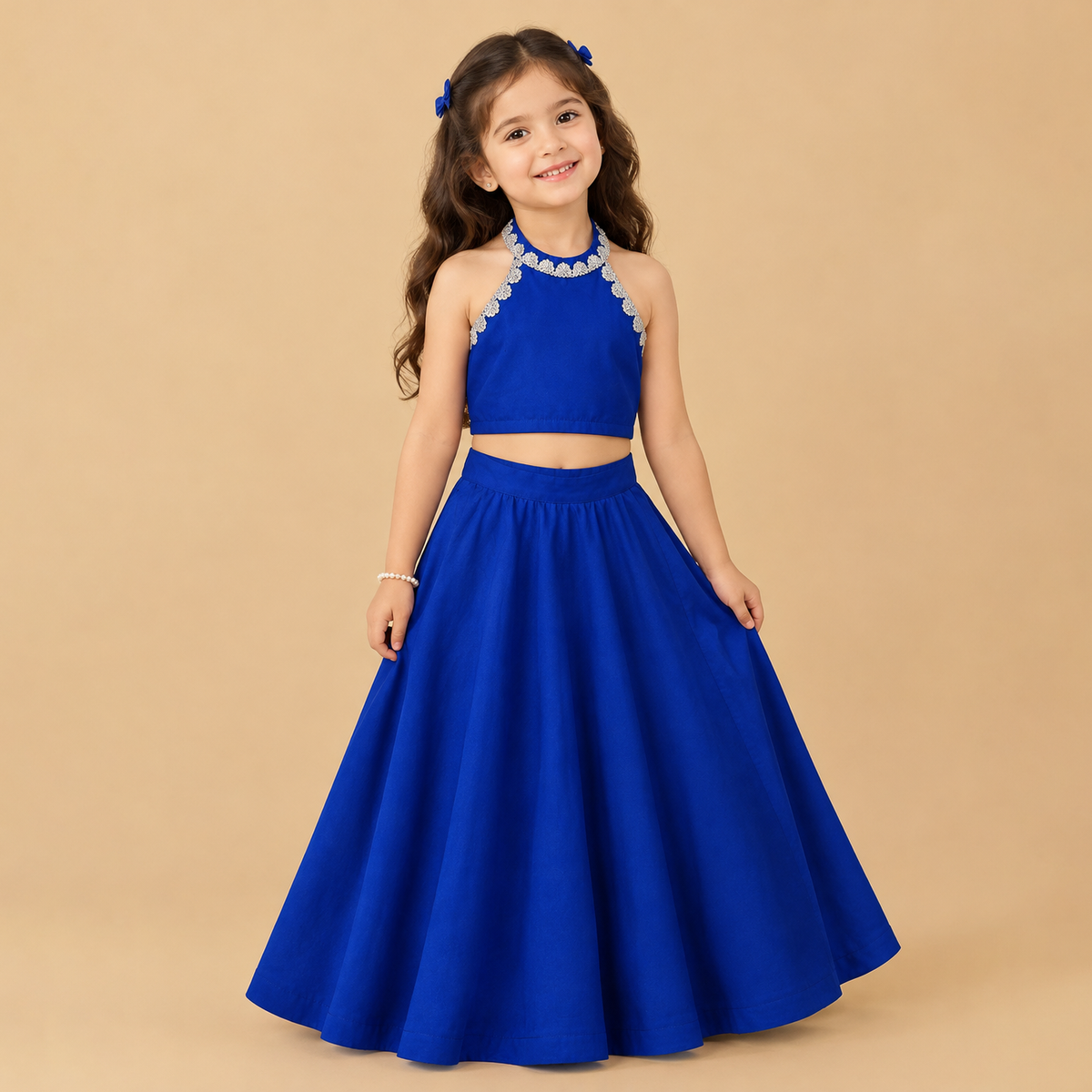 Celeste Blue Crop Top & Skirt Set
