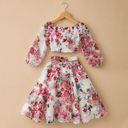 Floral Grace Top and Skirt Set