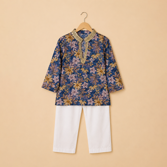 Indigo Bloom Kurta Set