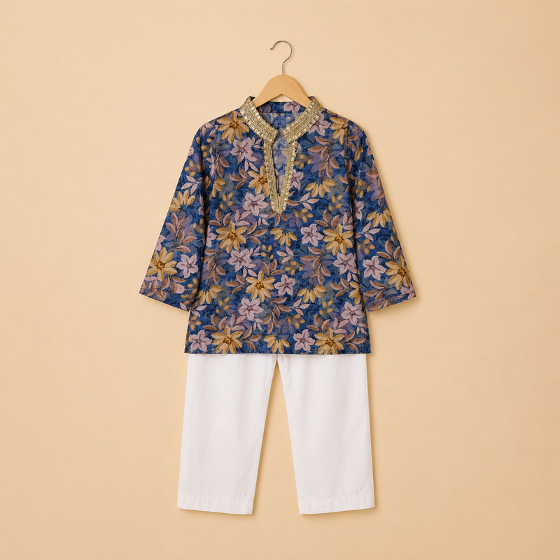 Indigo Bloom Kurta Set