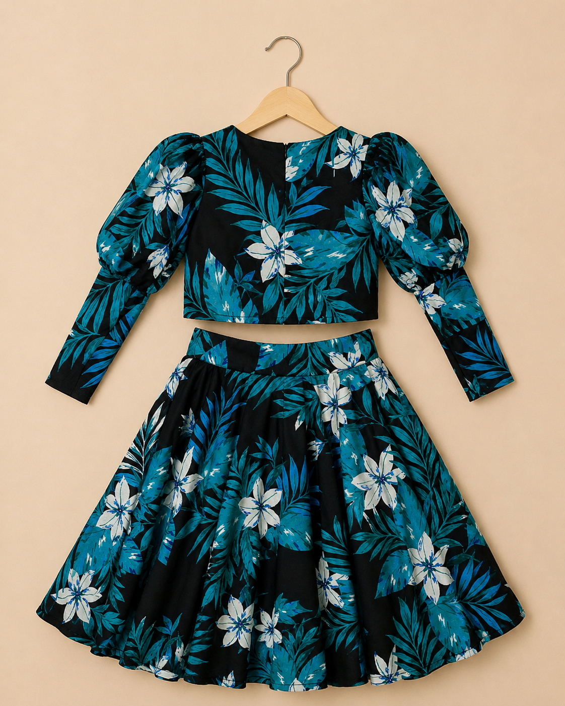 Noir Blossom Top & Skirt Set