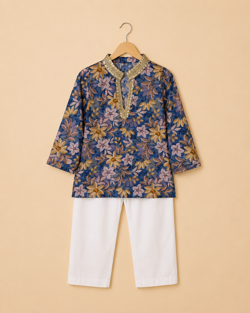 Indigo Bloom Kurta Set