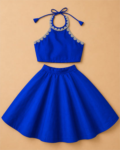 Celeste Blue Crop Top & Skirt Set