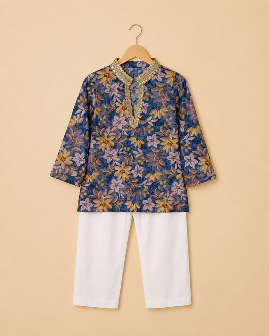 Indigo Bloom Kurta Set