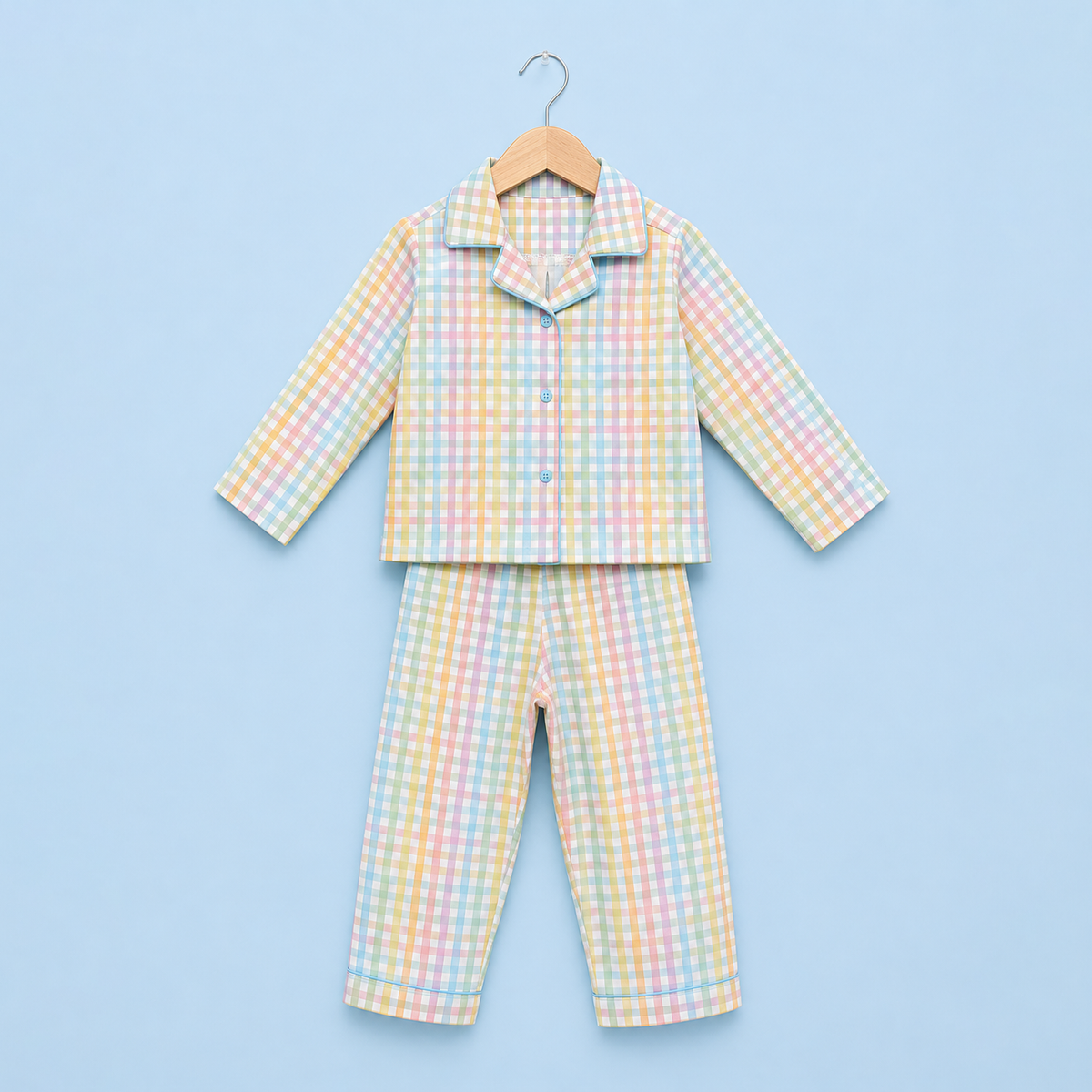 Blue Ghingham Unisex Co-ord Set