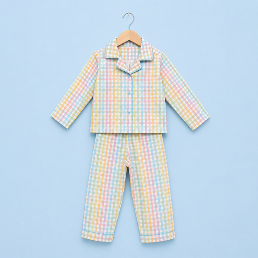 Blue Ghingham Unisex Co-ord Set