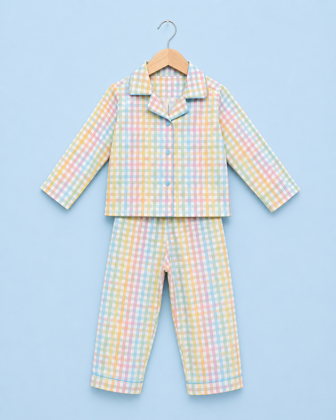 Blue Ghingham Unisex Co-ord Set