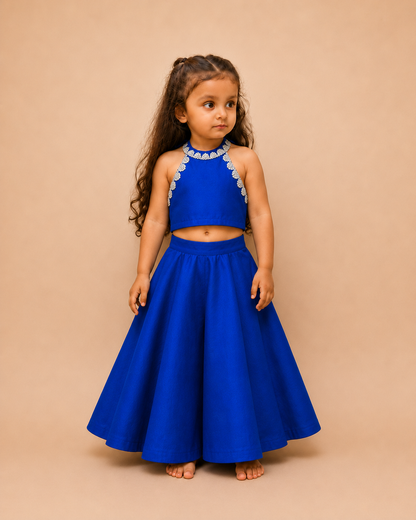 Celeste Blue Crop Top & Skirt Set