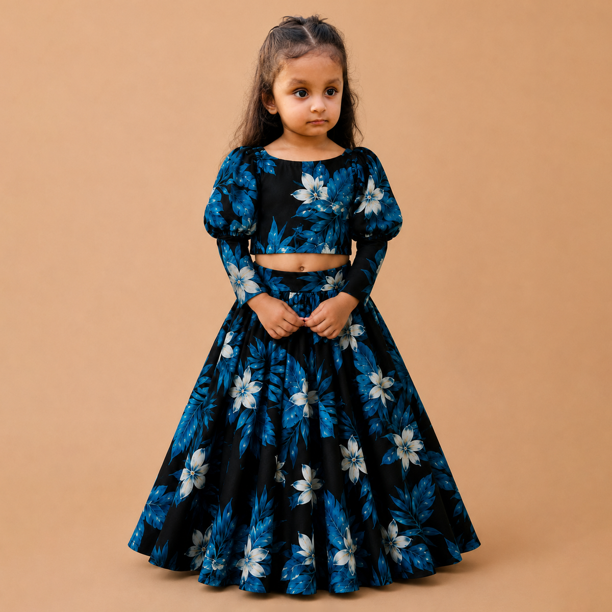 Noir Blossom Top & Skirt Set
