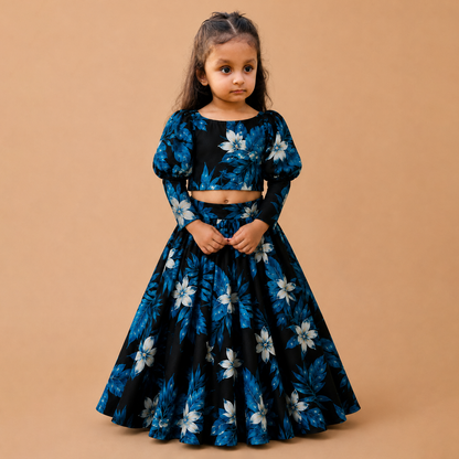 Noir Blossom Top & Skirt Set